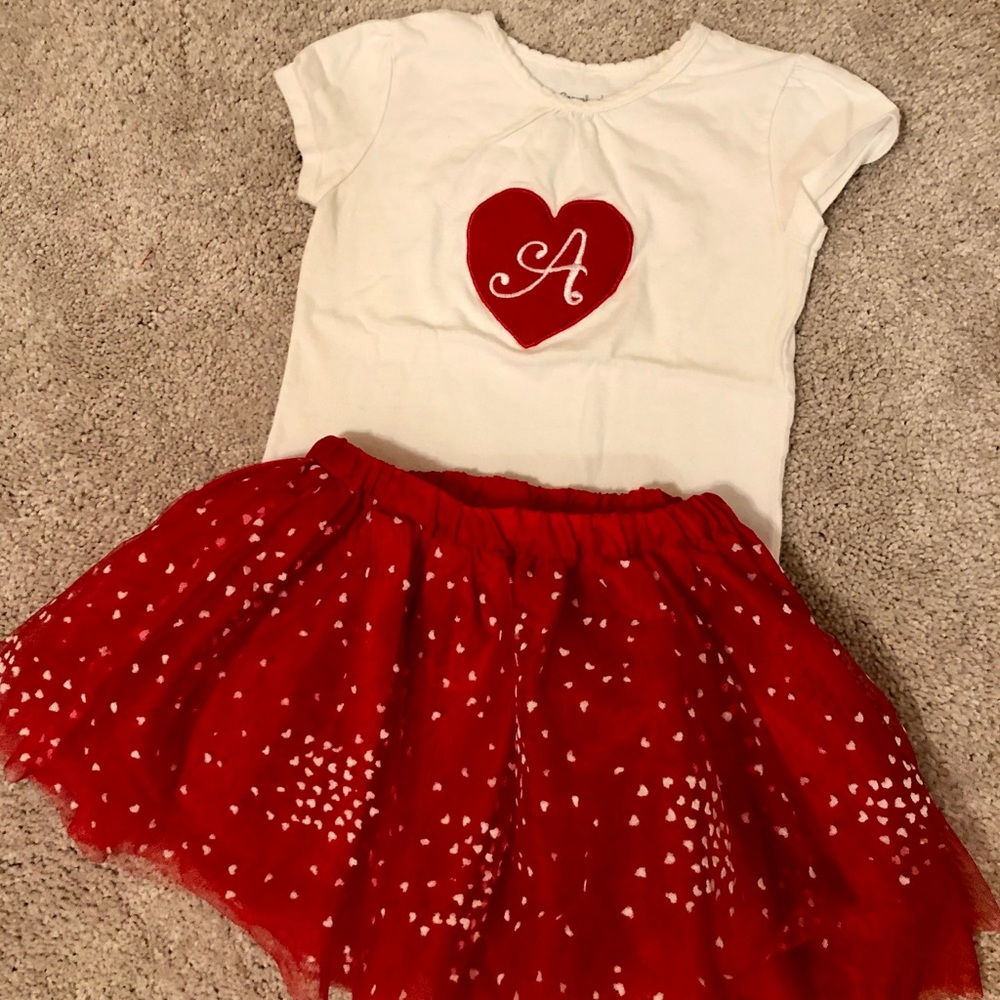 Heart shirt and skirt outfit 2/3T A